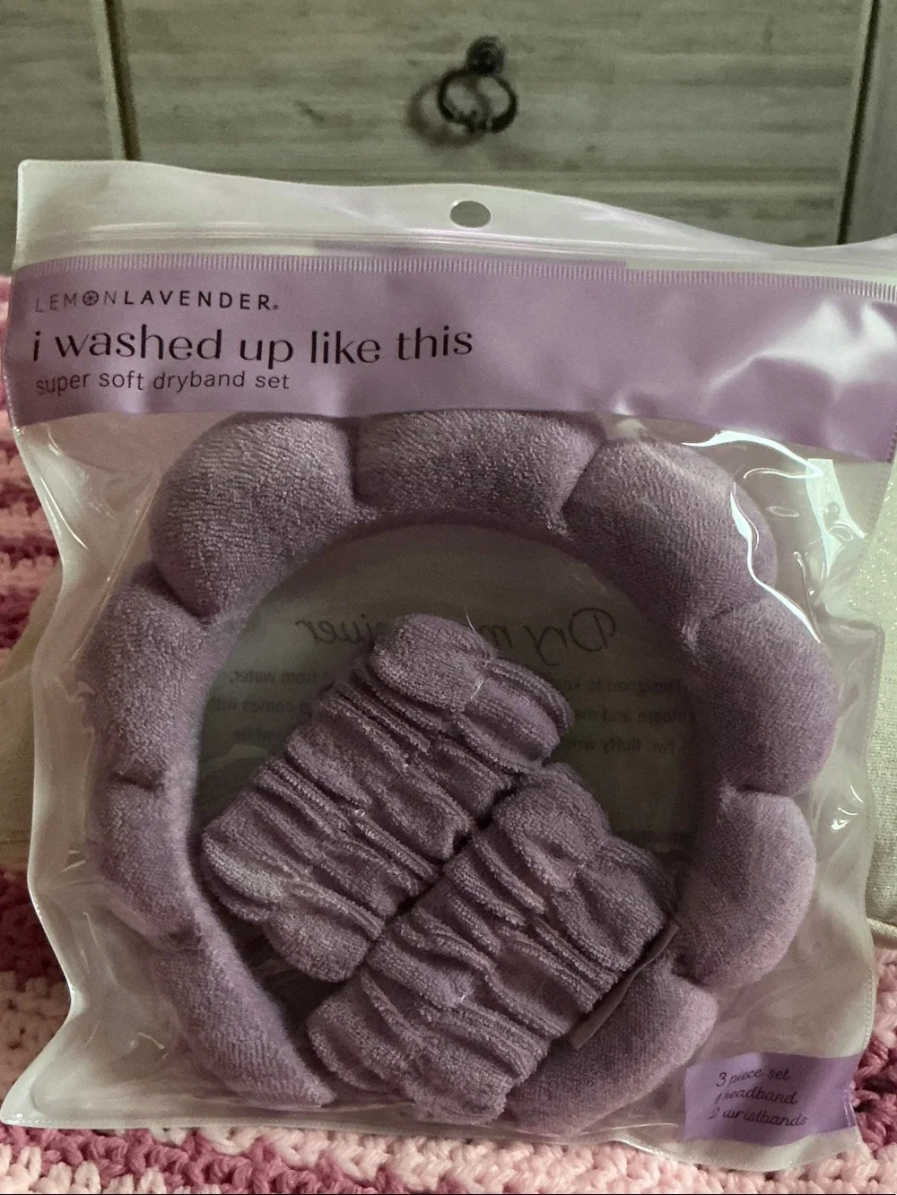 Lemon Lavender 'i washed up like this' Soft Dryband Set - Lavender 3 Pieces
